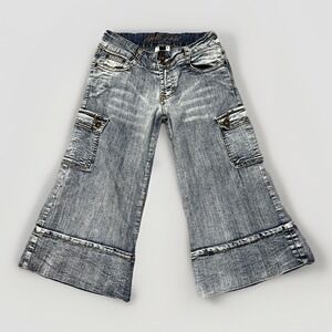 VTG Y2K Apollo Wide Leg Capri Embellished Jeans Size 1/2